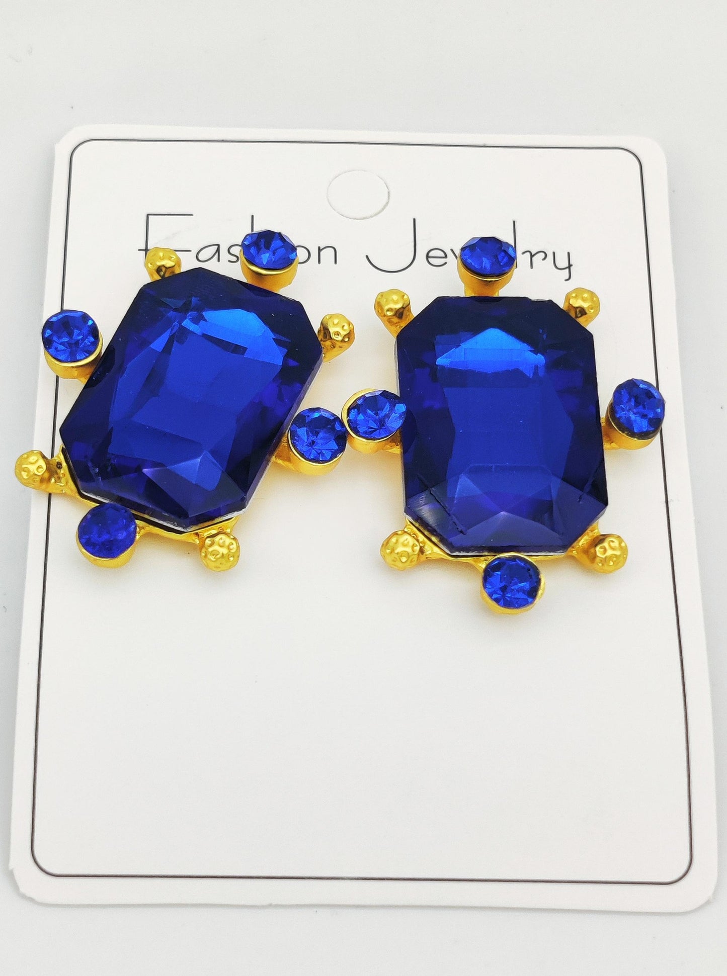 Majestic Royal Blue Statement Earrings with Gold Accents – Elegant Fashion Jewelry for Women - Dynamic Deals