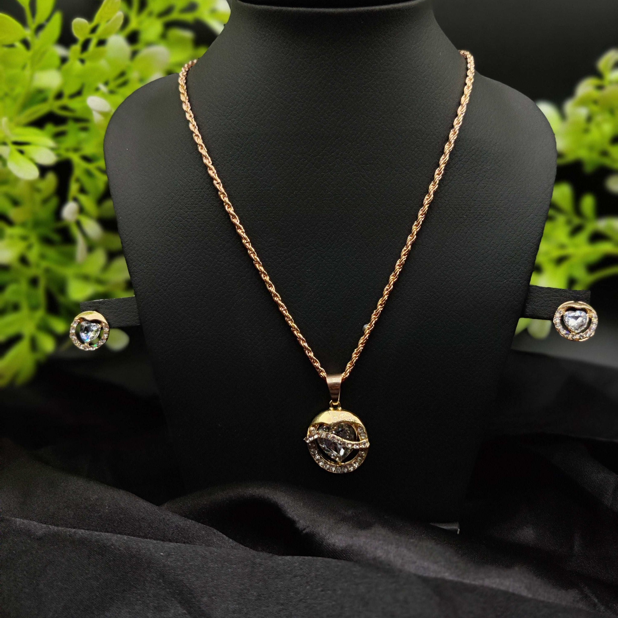 Zircon Modern Pendant Necklace & Earring Set - Stylish Statement ✨💎