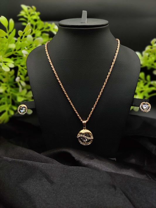 Zircon Modern Pendant Necklace & Earring Set - Stylish Statement ✨💎