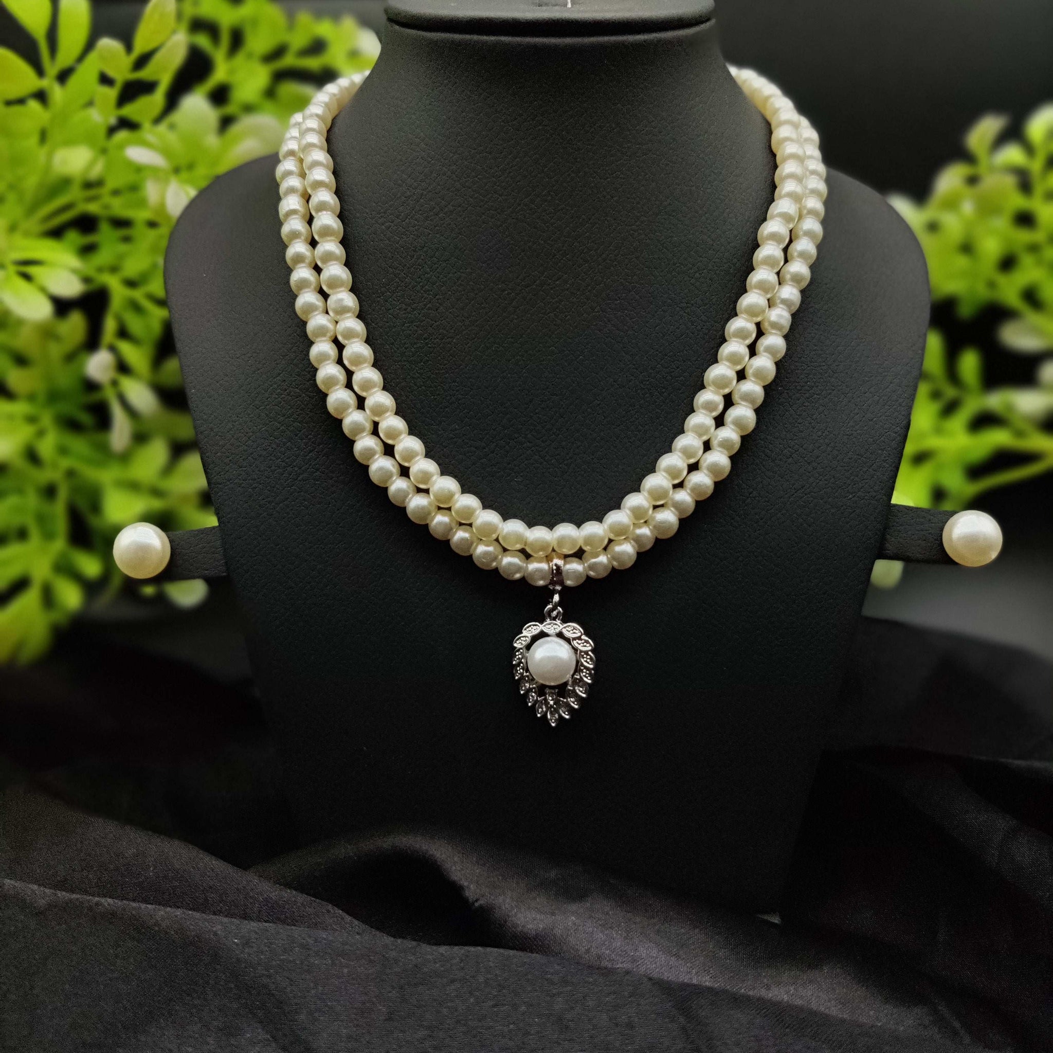 Pearl & Zircon Pendant Necklace & Earring Set - Timeless Elegance ✨🤍💎