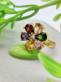 Multicolor Gemstone Flower Ring - Vibrant Bloom ✨🌸🌈