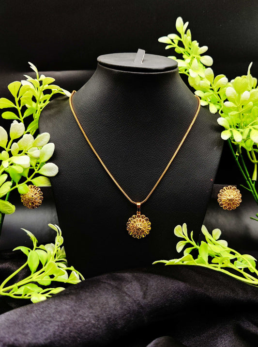 Zircon Floral Pendant Necklace & Earring Set - Timeless Grace ✨🌸