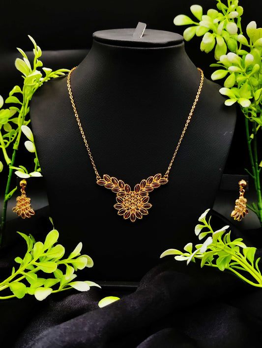 Zircon Floral Pendant Necklace & Earring Set - Delicate Elegance ✨🌸