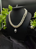 Pearl & Zircon Pendant Necklace & Earring Set - Timeless Elegance ✨🤍💎