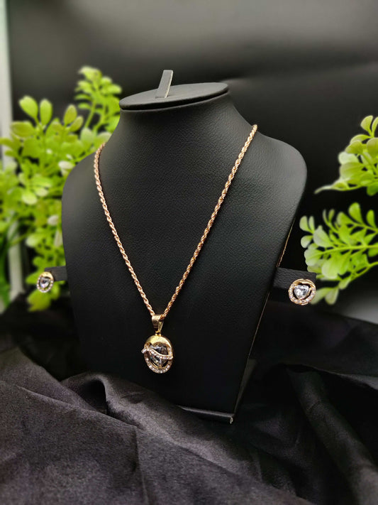 Zircon Modern Pendant Necklace & Earring Set - Stylish Statement ✨💎