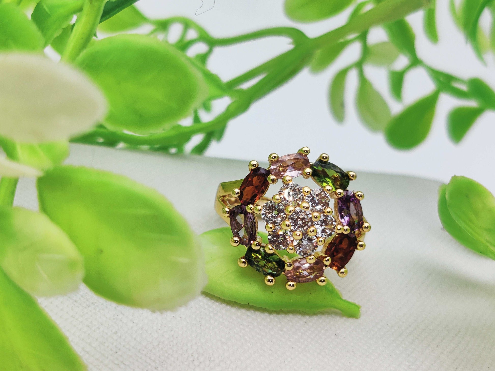 Multicolor Gemstone Cluster Ring - Dazzling Array ✨💍🌈