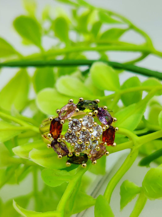 Multicolor Gemstone Cluster Ring - Dazzling Array ✨💍🌈