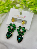 Emerald & Crystal Floral Drop Earrings - Statement Sparkle & Tarnish-Free ✨💎💚