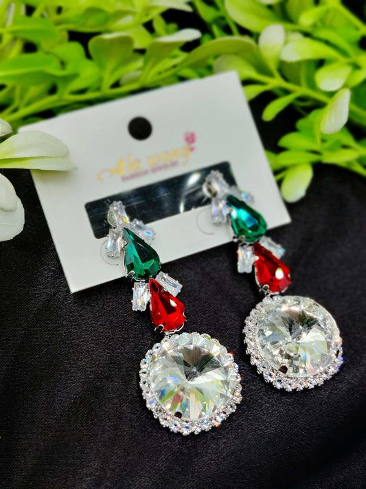 Dazzling Multi-Color Zircon Drop Earrings - Statement Sparkle & Tarnish-Free ✨💎❤️💚🤍