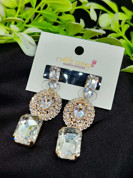 Dazzling Clear Zircon Crystal Drop Earrings - Statement Sparkle & Tarnish-Free ✨💎