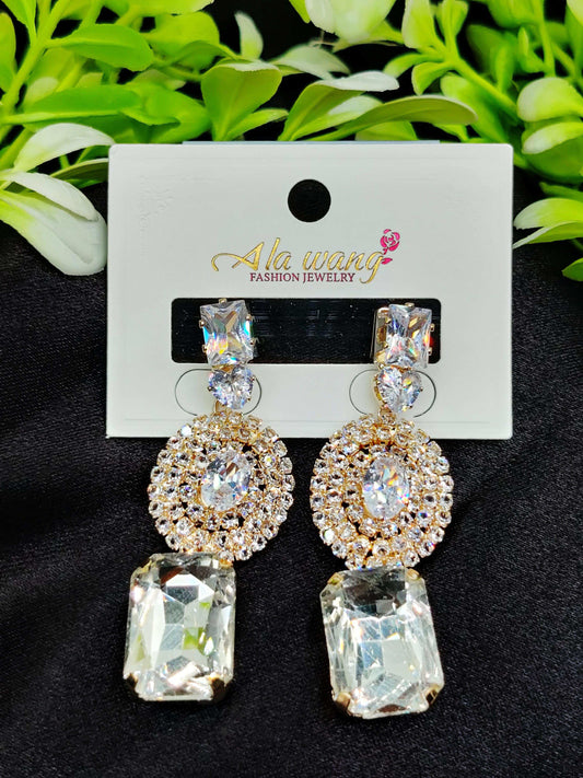 Dazzling Clear Zircon Crystal Drop Earrings - Statement Sparkle & Tarnish-Free ✨💎