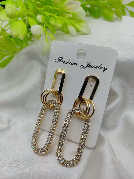 Dazzling CZ Crystal Link Drop Earrings - Fashion Jewelry & Tarnish-Free ✨💎