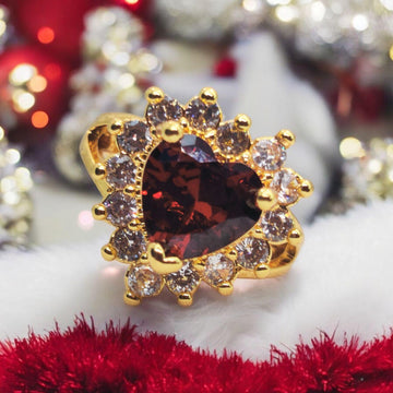 Exquisite Ruby Heart Ring – Premium Crimson Stone with Dazzling Crystal Halo ✨❤️