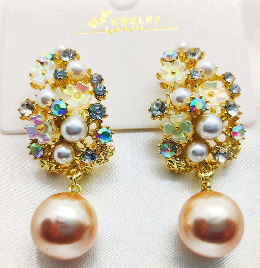 Luxurious Crystal Blossom Pearl Earrings ✨ – A Masterpiece of Elegance and Charm!