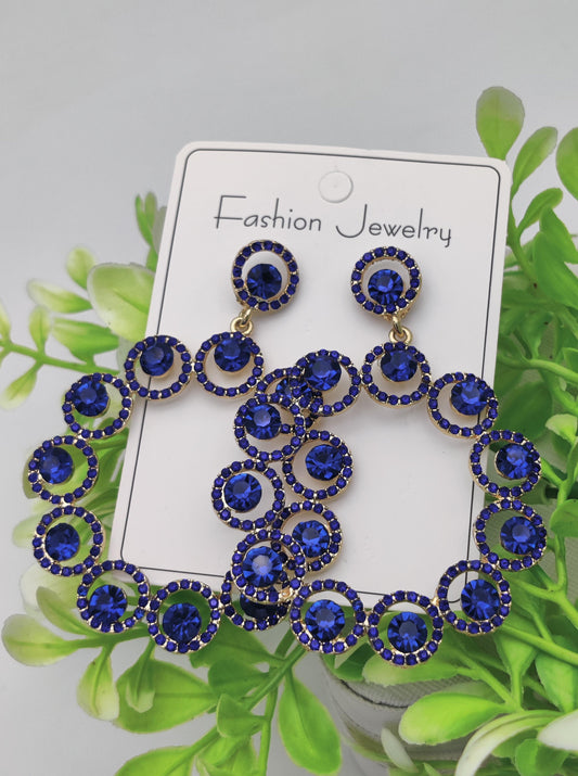 Royal Sapphire Blue Crystal Hoop Earrings – Statement Elegance Redefined