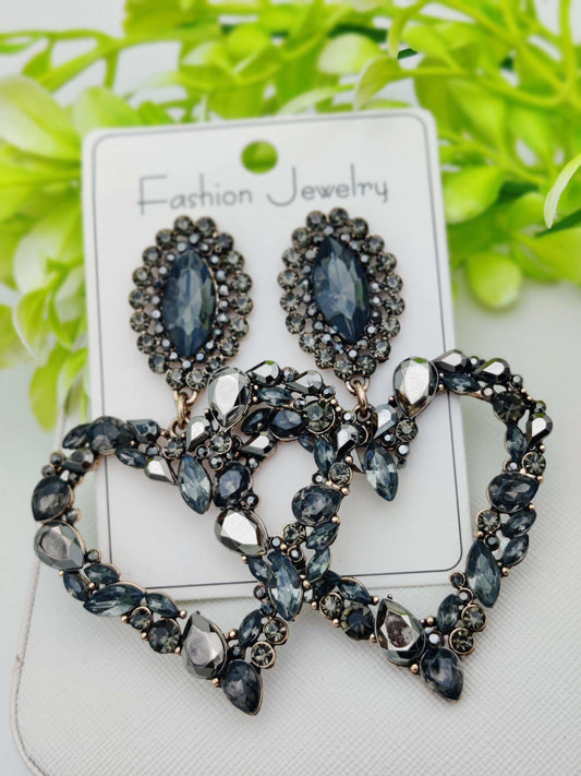 Midnight Bloom Crystal Statement Earrings - Dramatic Elegance ✨🖤