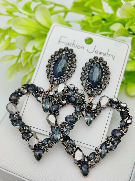 Midnight Bloom Crystal Statement Earrings - Dramatic Elegance ✨🖤
