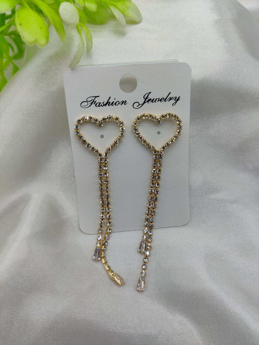 Dazzling CZ Crystal Heart & Tassel Earrings - Fashion Jewelry & Tarnish-Free ✨💎❤️