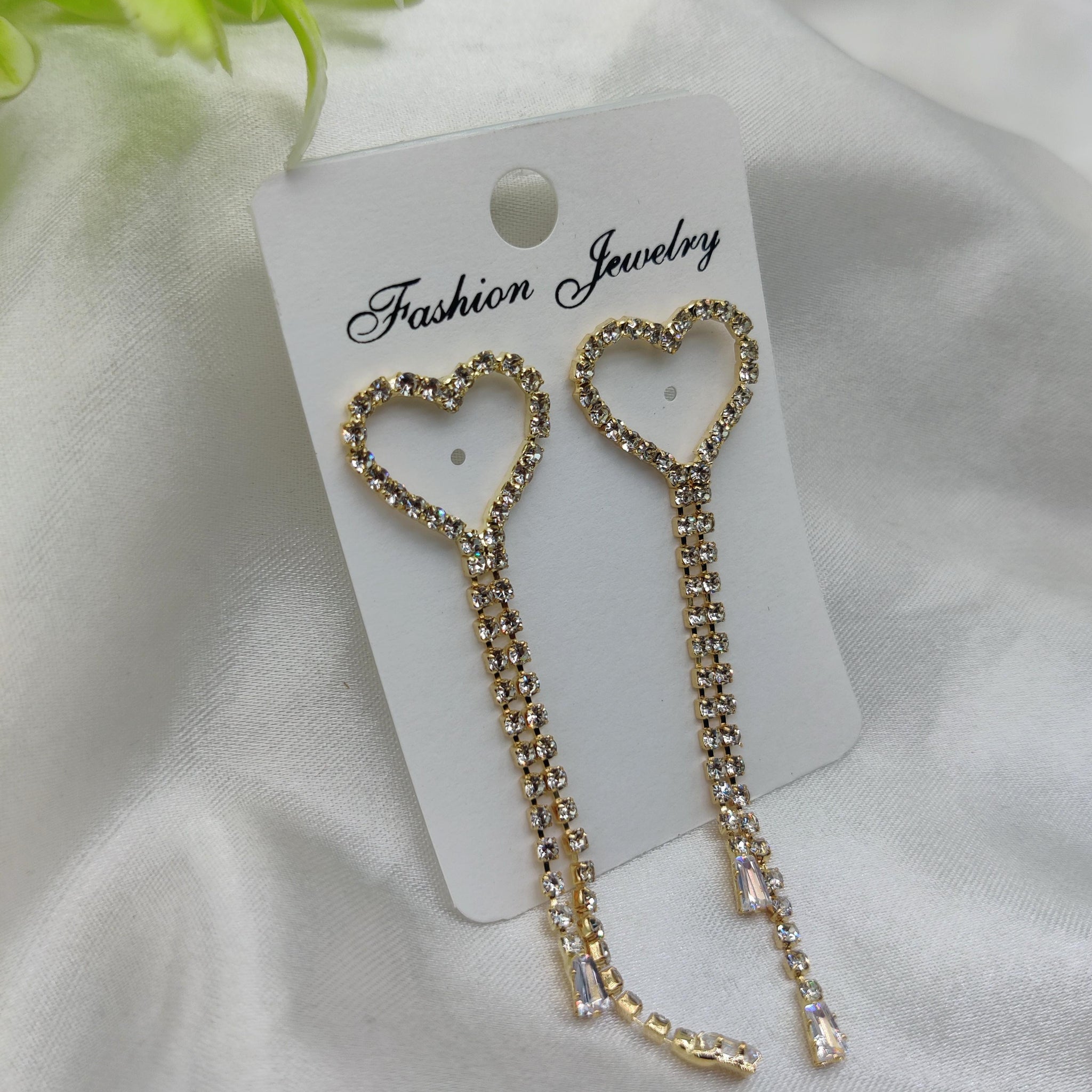 Dazzling CZ Crystal Heart & Tassel Earrings - Fashion Jewelry & Tarnish-Free ✨💎❤️