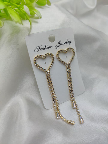 Dazzling CZ Crystal Heart & Tassel Earrings - Fashion Jewelry & Tarnish-Free ✨💎❤️