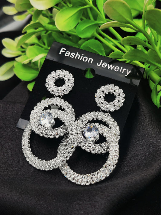 Dazzling Crystal Triple Circle Drop Earrings - Fashion Jewelry & Tarnish-Free ✨💎