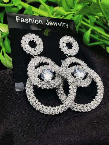 Dazzling Crystal Triple Circle Drop Earrings - Fashion Jewelry & Tarnish-Free ✨💎