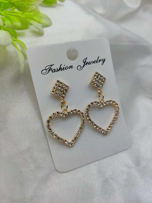 Dazzling CZ Crystal Heart & Square Drop Earrings - Fashion Jewelry & Tarnish-Free ✨💎❤️