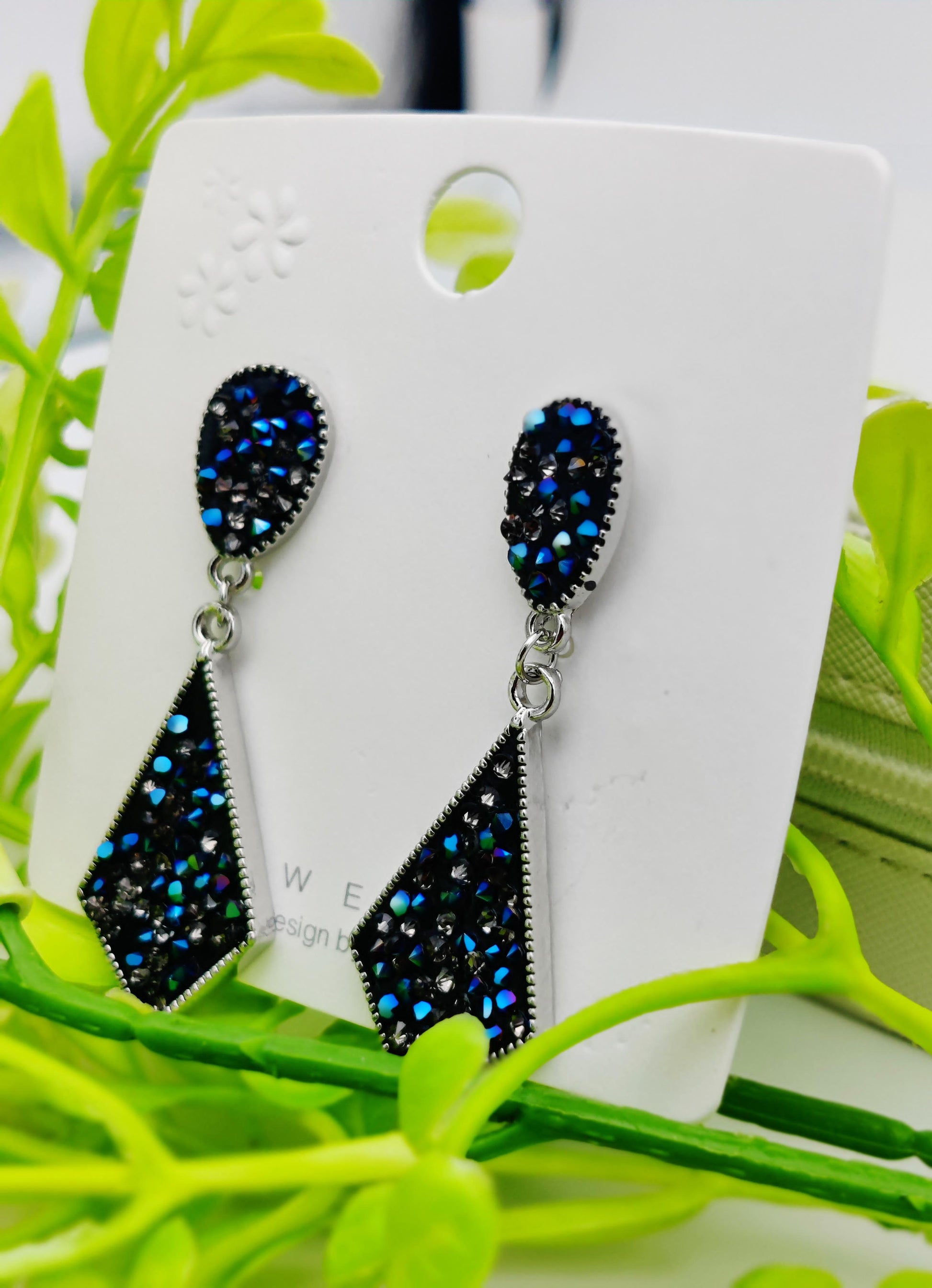 Blue Crystal Double Teardrop Earrings - Sparkling Elegance & Tarnish - Free ✨💎 - Dynamic Deals