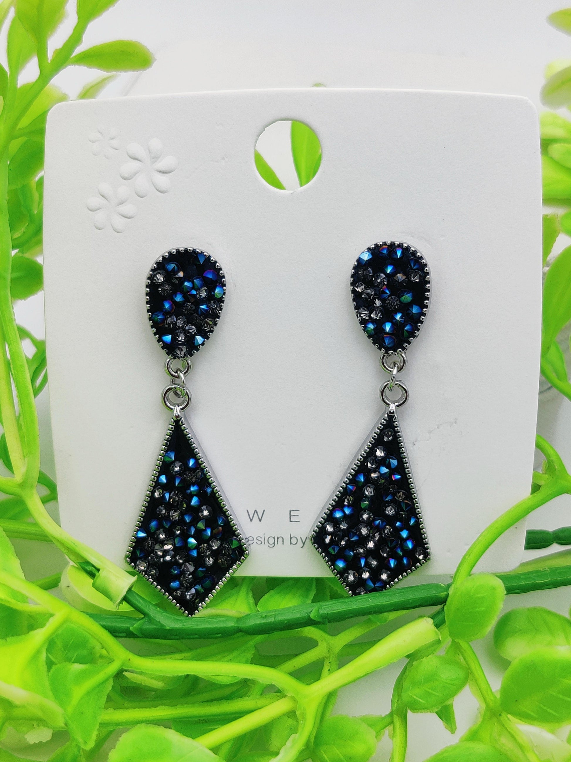 Blue Crystal Double Teardrop Earrings - Sparkling Elegance & Tarnish - Free ✨💎 - Dynamic Deals