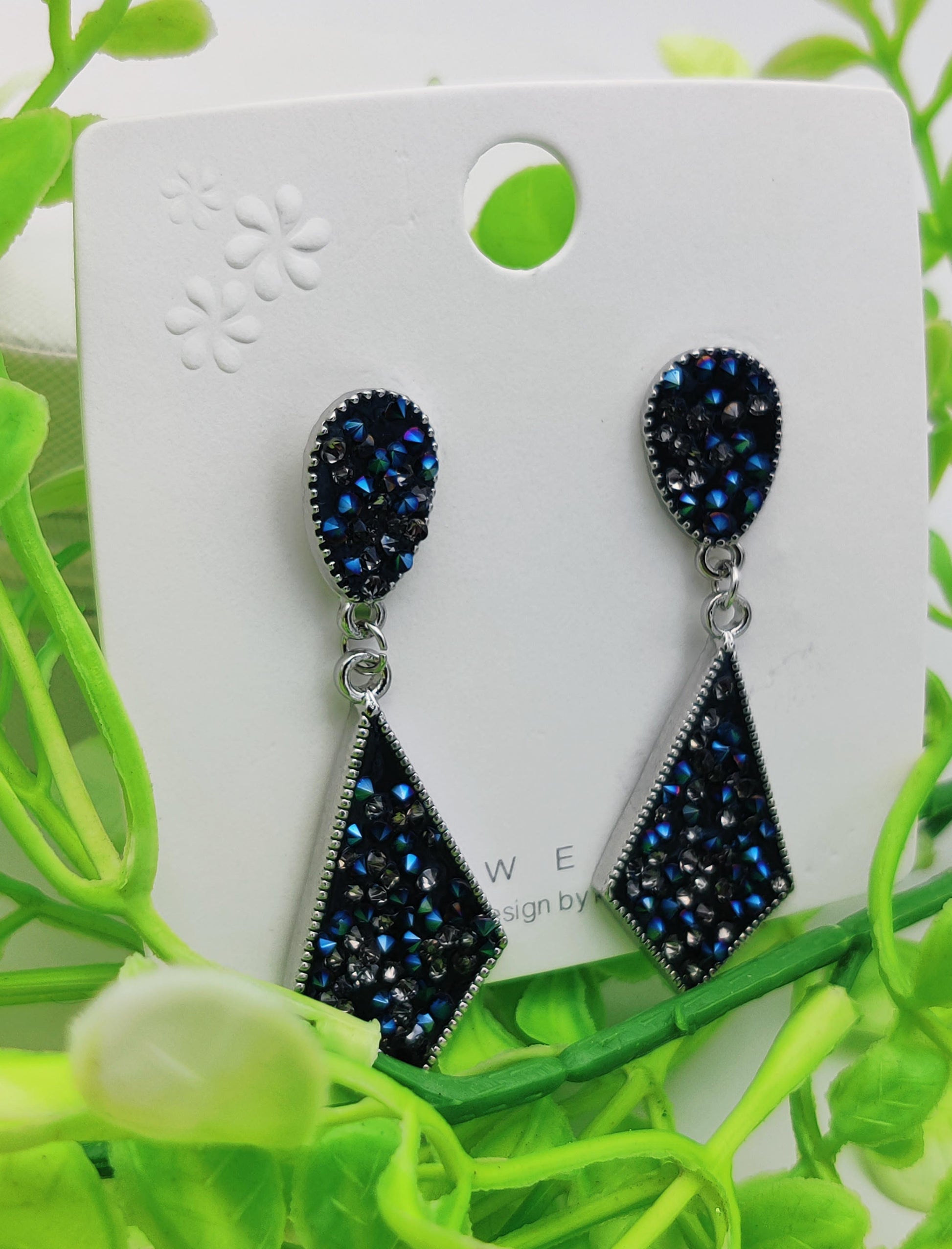 Blue Crystal Double Teardrop Earrings - Sparkling Elegance & Tarnish - Free ✨💎 - Dynamic Deals