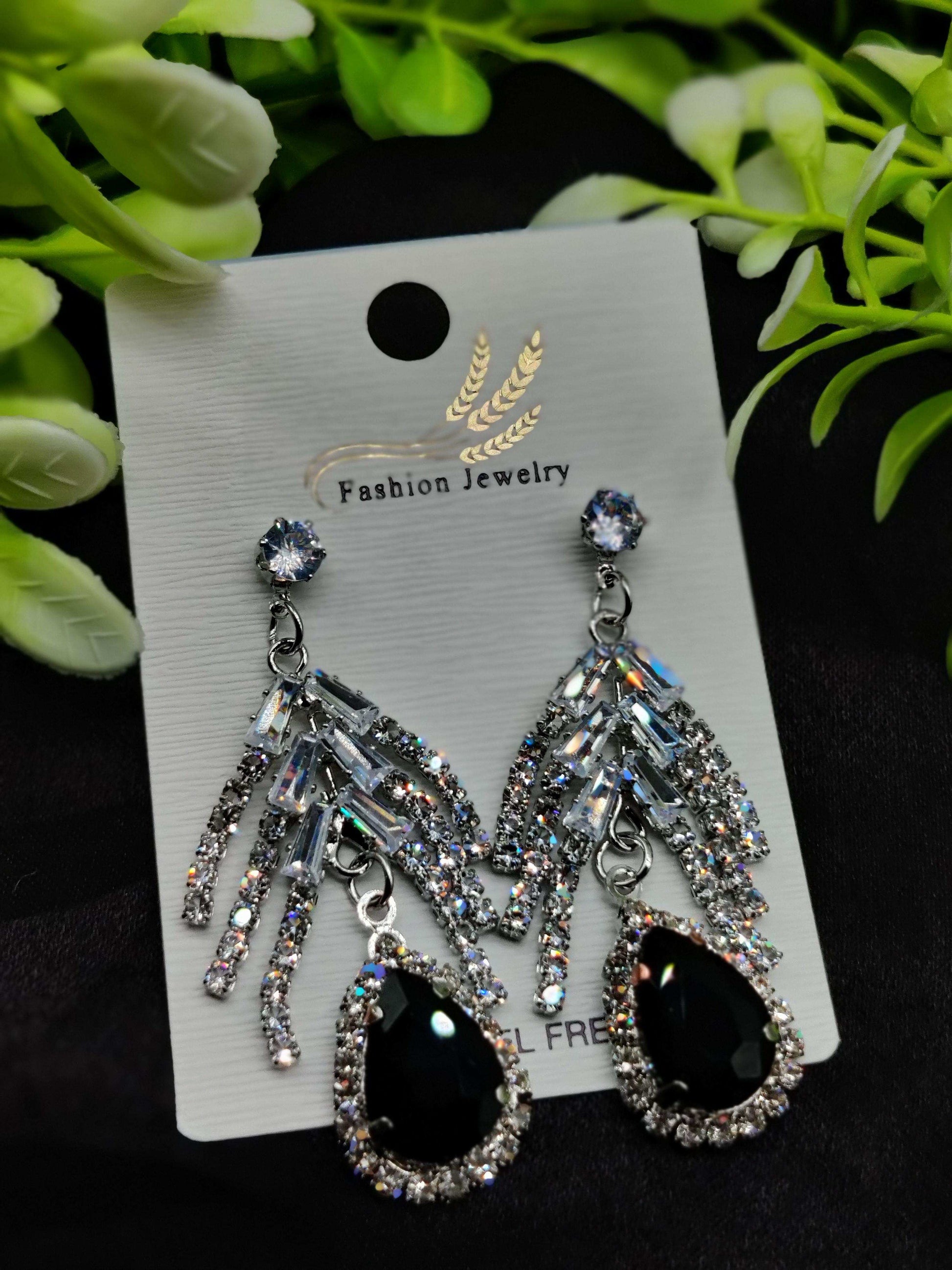 Dazzling Black Crystal Teardrop Earrings - Statement Sparkle & Tarnish - Free ✨💎🖤 - Dynamic Deals