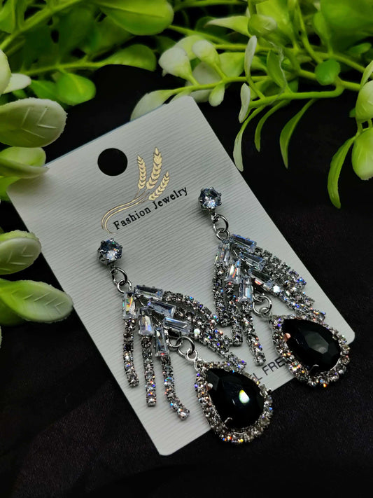 Dazzling Black Crystal Teardrop Earrings - Statement Sparkle & Tarnish - Free ✨💎🖤 - Dynamic Deals