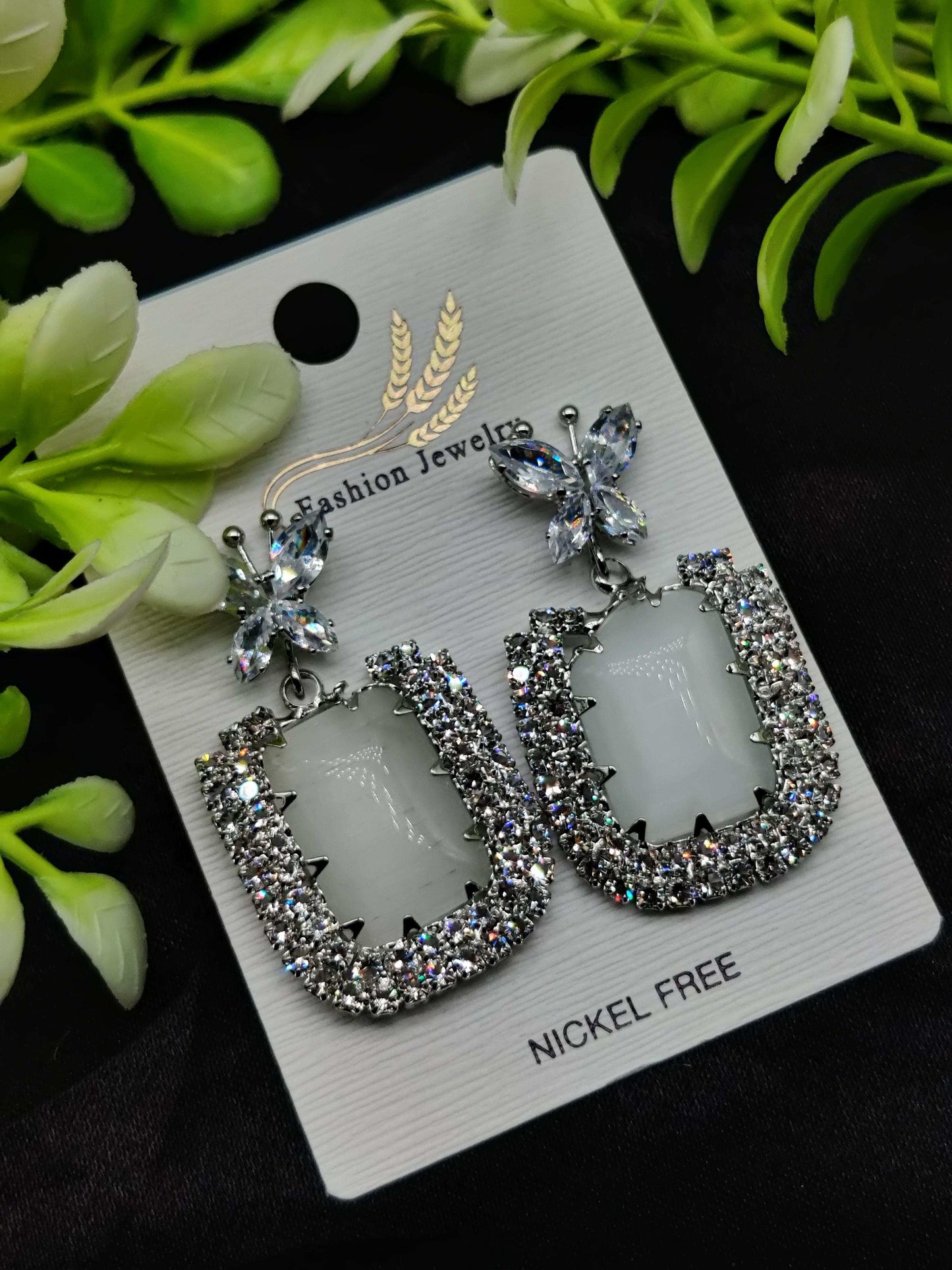 Dazzling Butterfly & Crystal Rectangle Earrings - Nickel Free & Tarnish - Free ✨💎🦋 - Dynamic Deals