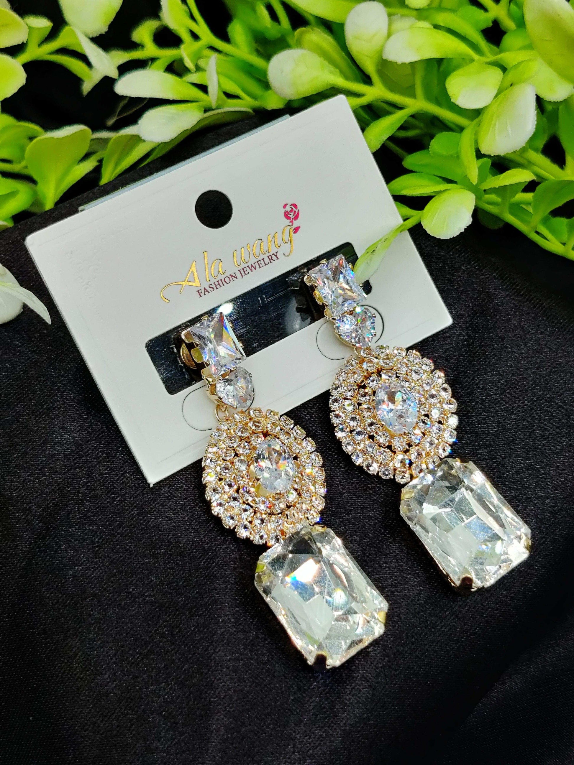 Dazzling Clear Zircon Crystal Drop Earrings - Statement Sparkle & Tarnish - Free ✨💎 - Dynamic Deals