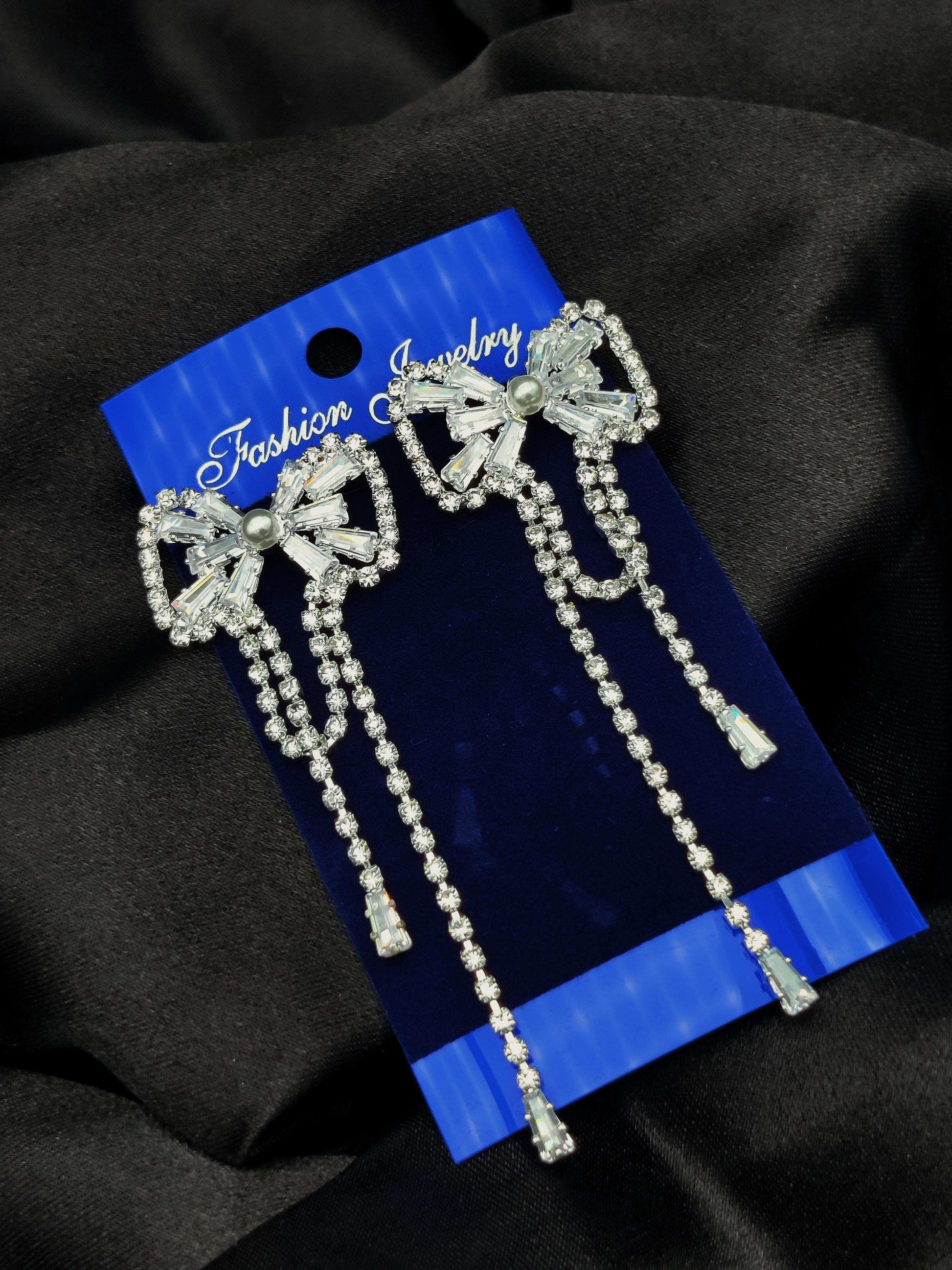 Dazzling Crystal Bow Drop Earrings - Fashion Jewelry & Tarnish - Free ✨💎🎀 - Dynamic Deals