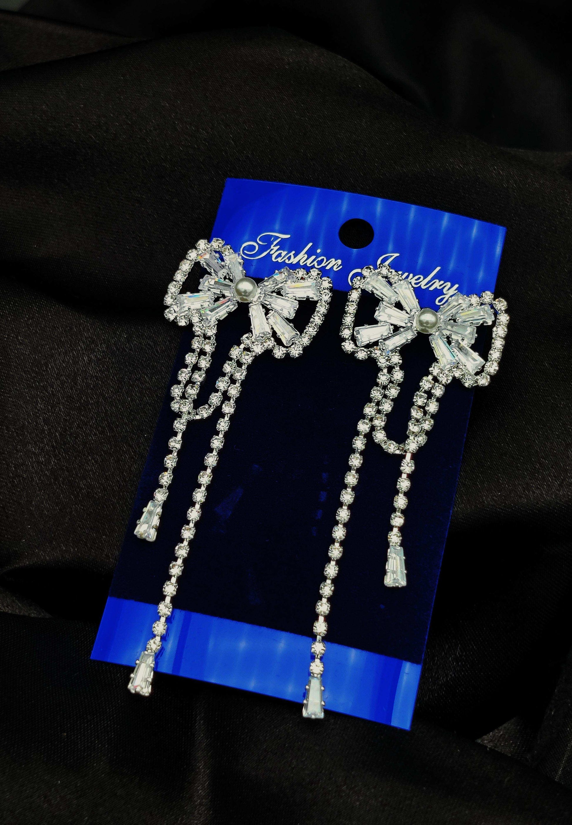 Dazzling Crystal Bow Drop Earrings - Fashion Jewelry & Tarnish - Free ✨💎🎀 - Dynamic Deals