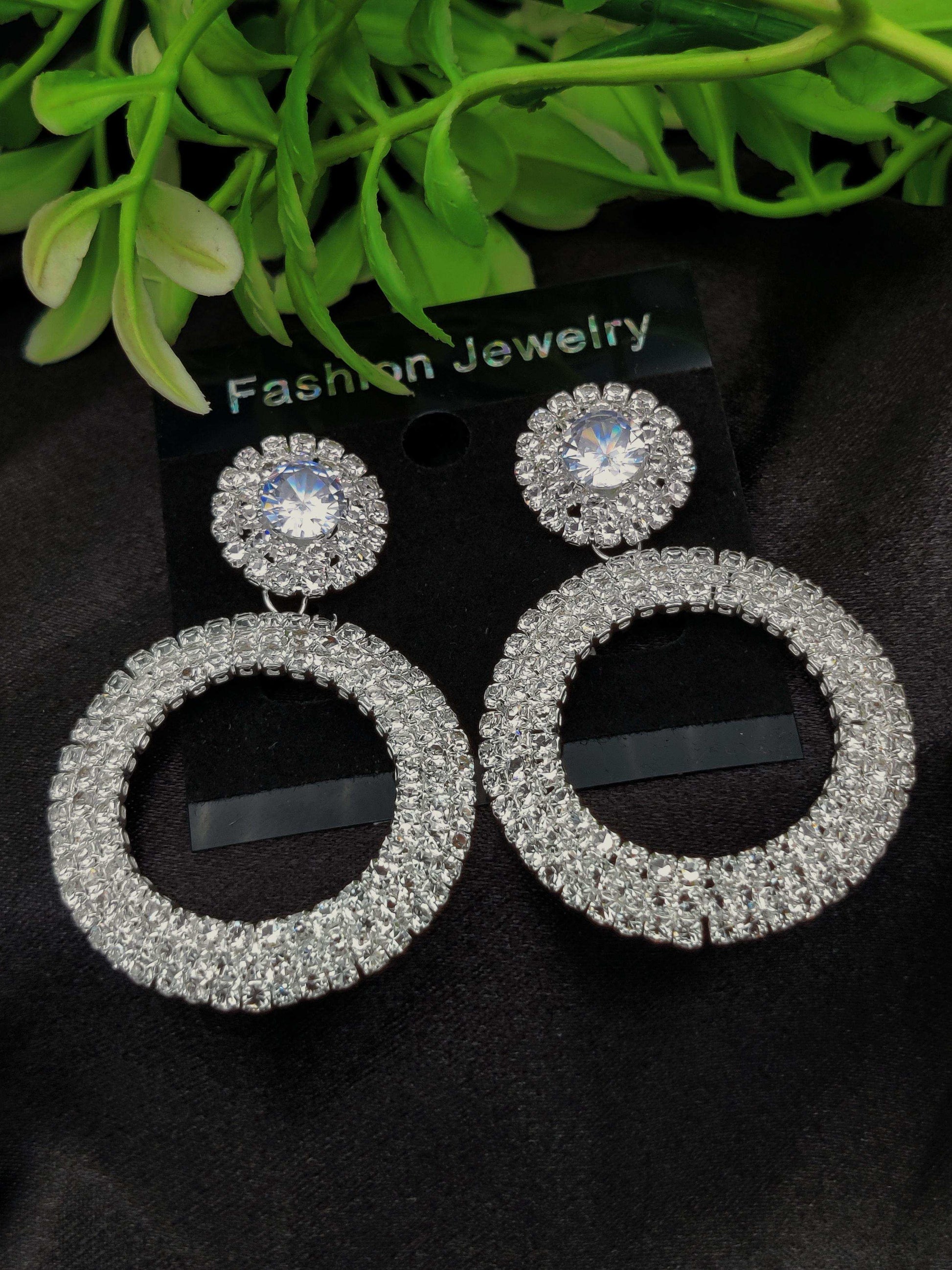Dazzling Crystal Double Circle Drop Earrings - Fashion Jewelry & Tarnish - Free ✨💎 - Dynamic Deals