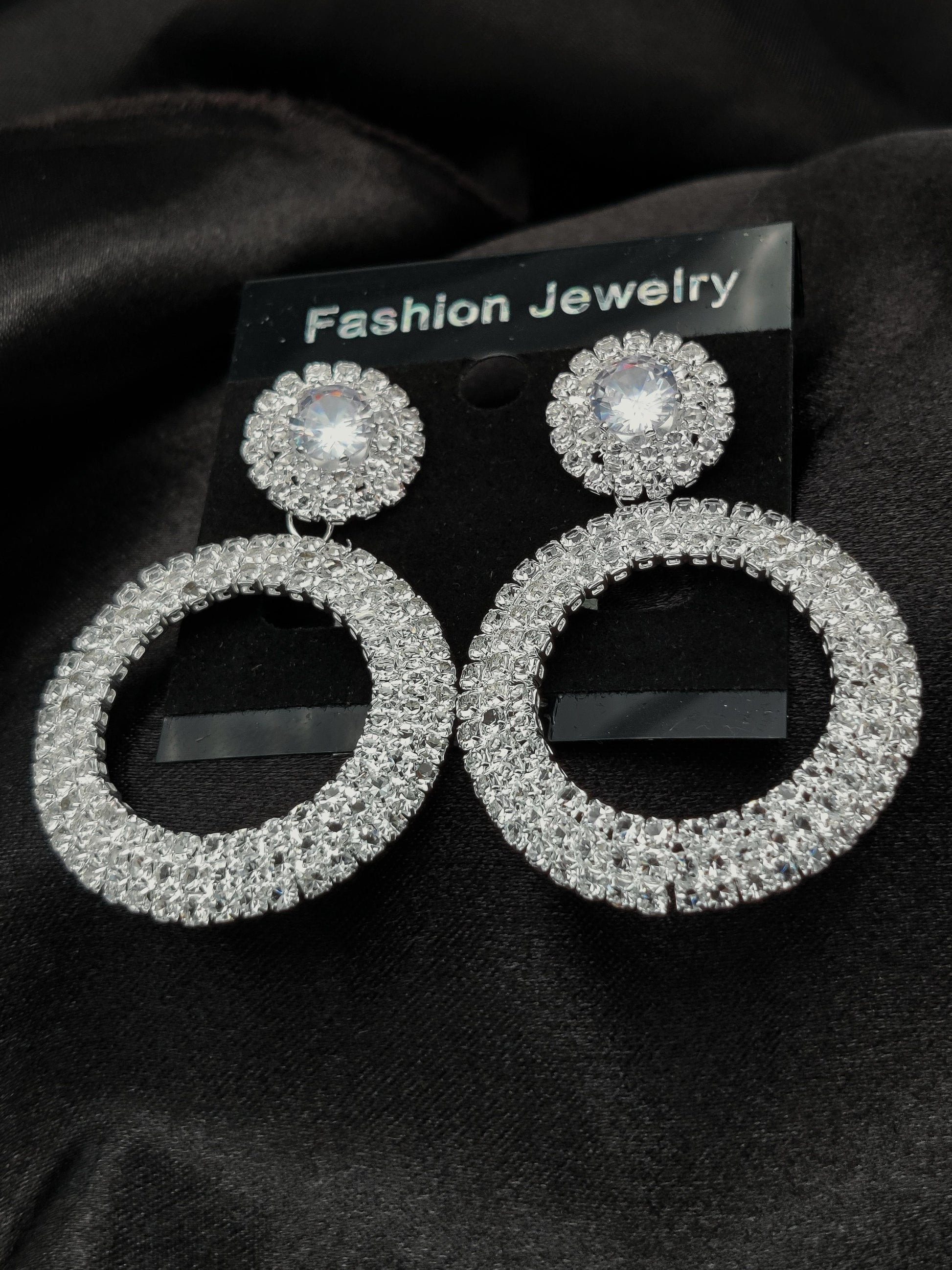 Dazzling Crystal Double Circle Drop Earrings - Fashion Jewelry & Tarnish - Free ✨💎 - Dynamic Deals