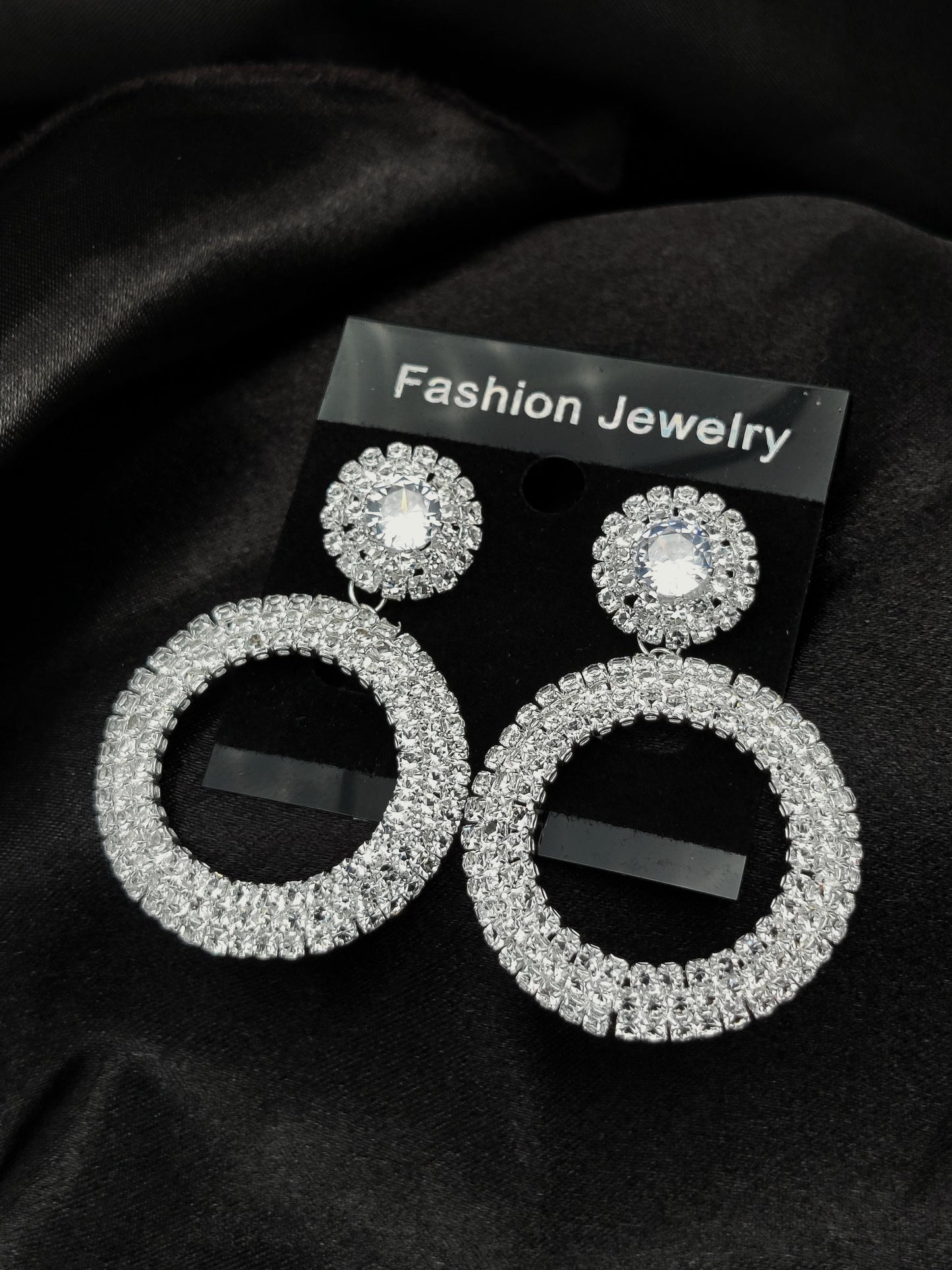 Dazzling Crystal Double Circle Drop Earrings - Fashion Jewelry & Tarnish - Free ✨💎 - Dynamic Deals