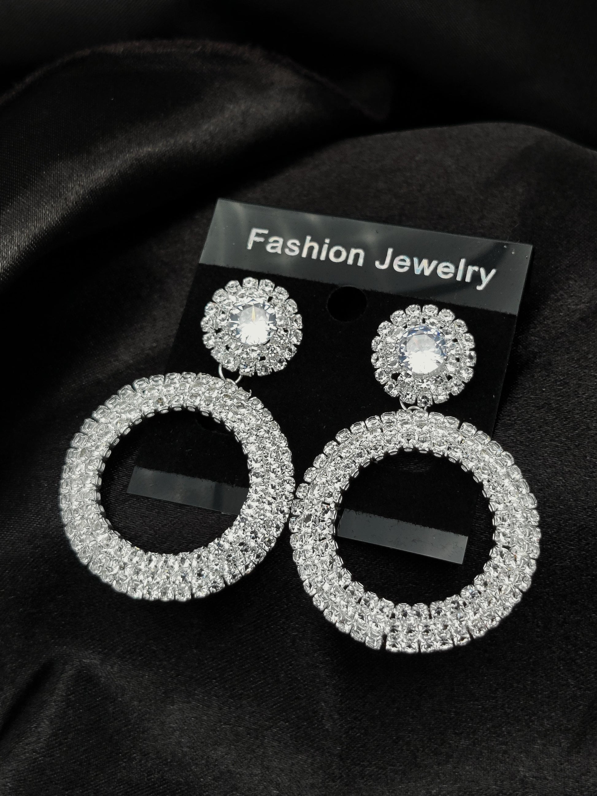 Dazzling Crystal Double Circle Drop Earrings - Fashion Jewelry & Tarnish - Free ✨💎 - Dynamic Deals