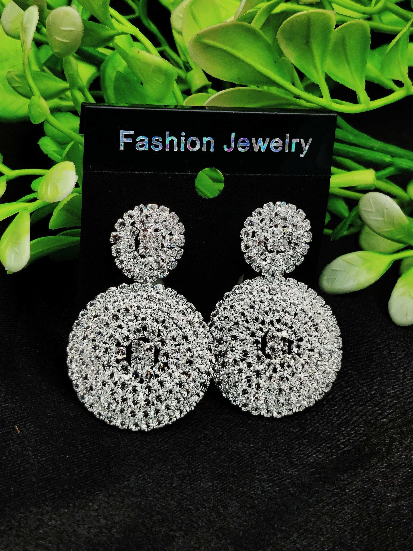 Dazzling Crystal Double Circle Earrings - Textured Sparkle & Fashion Jewelry ✨💎 - Dynamic Deals