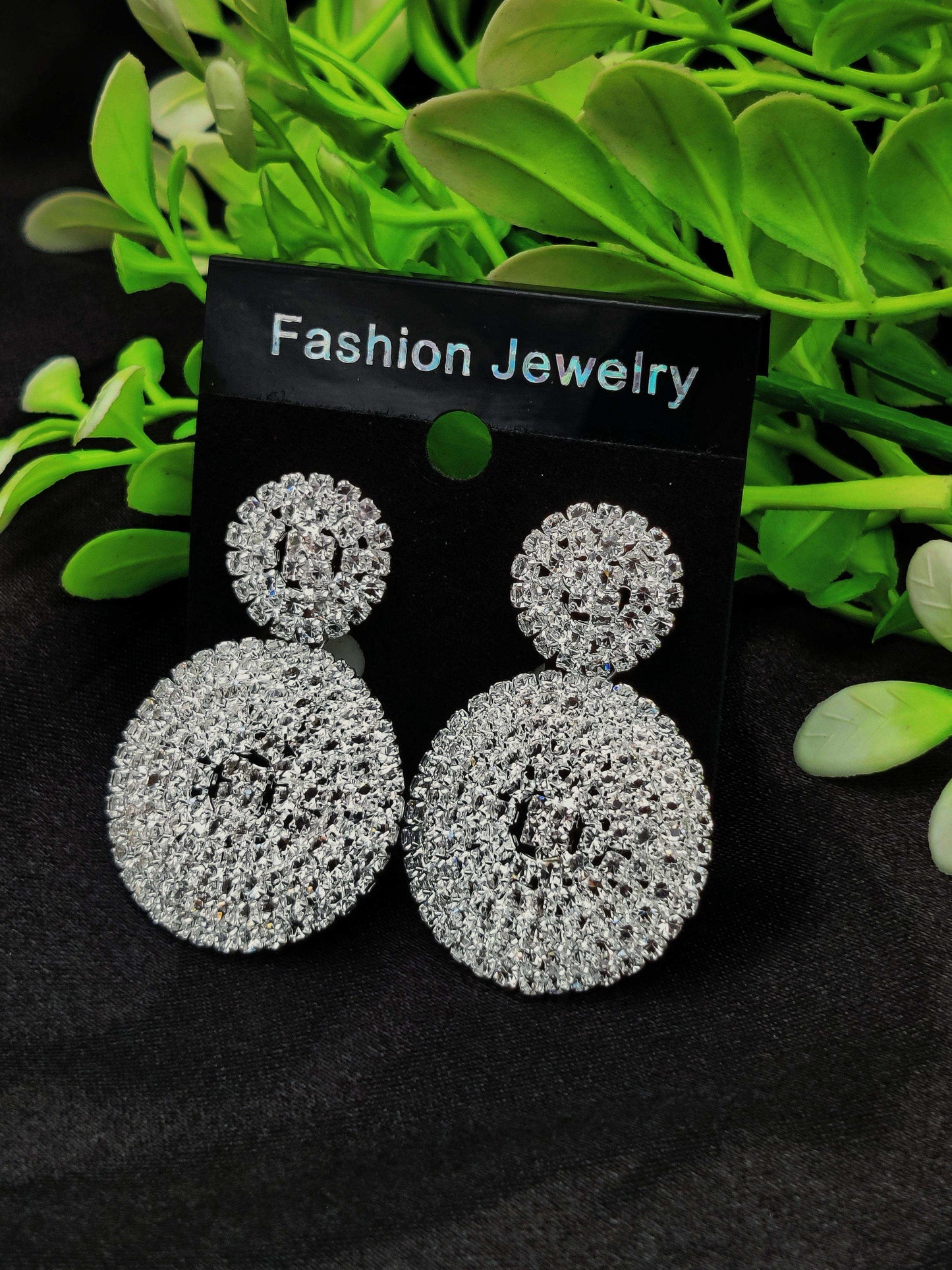 Dazzling Crystal Double Circle Earrings - Textured Sparkle & Fashion Jewelry ✨💎 - Dynamic Deals