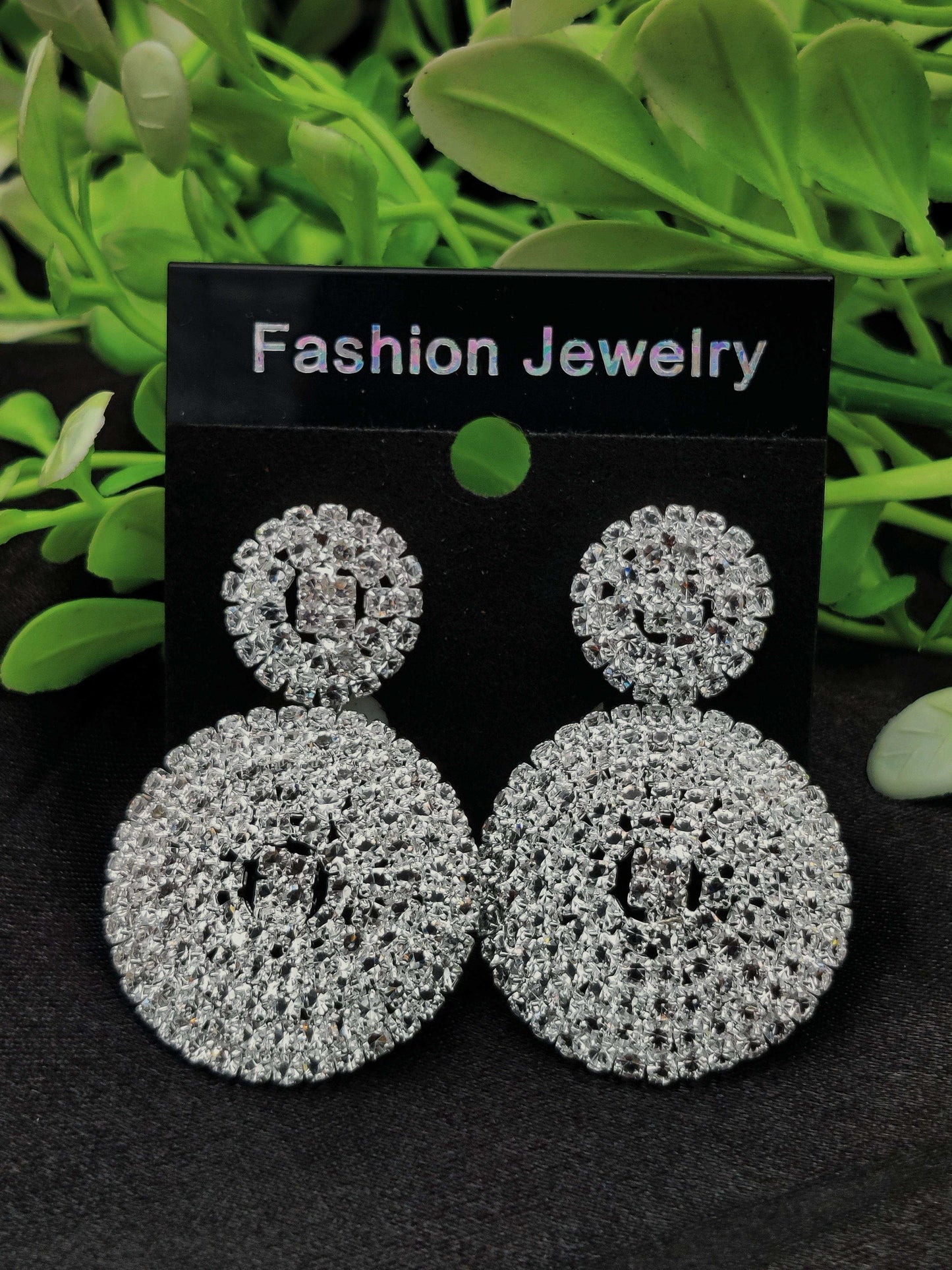 Dazzling Crystal Double Circle Earrings - Textured Sparkle & Fashion Jewelry ✨💎 - Dynamic Deals