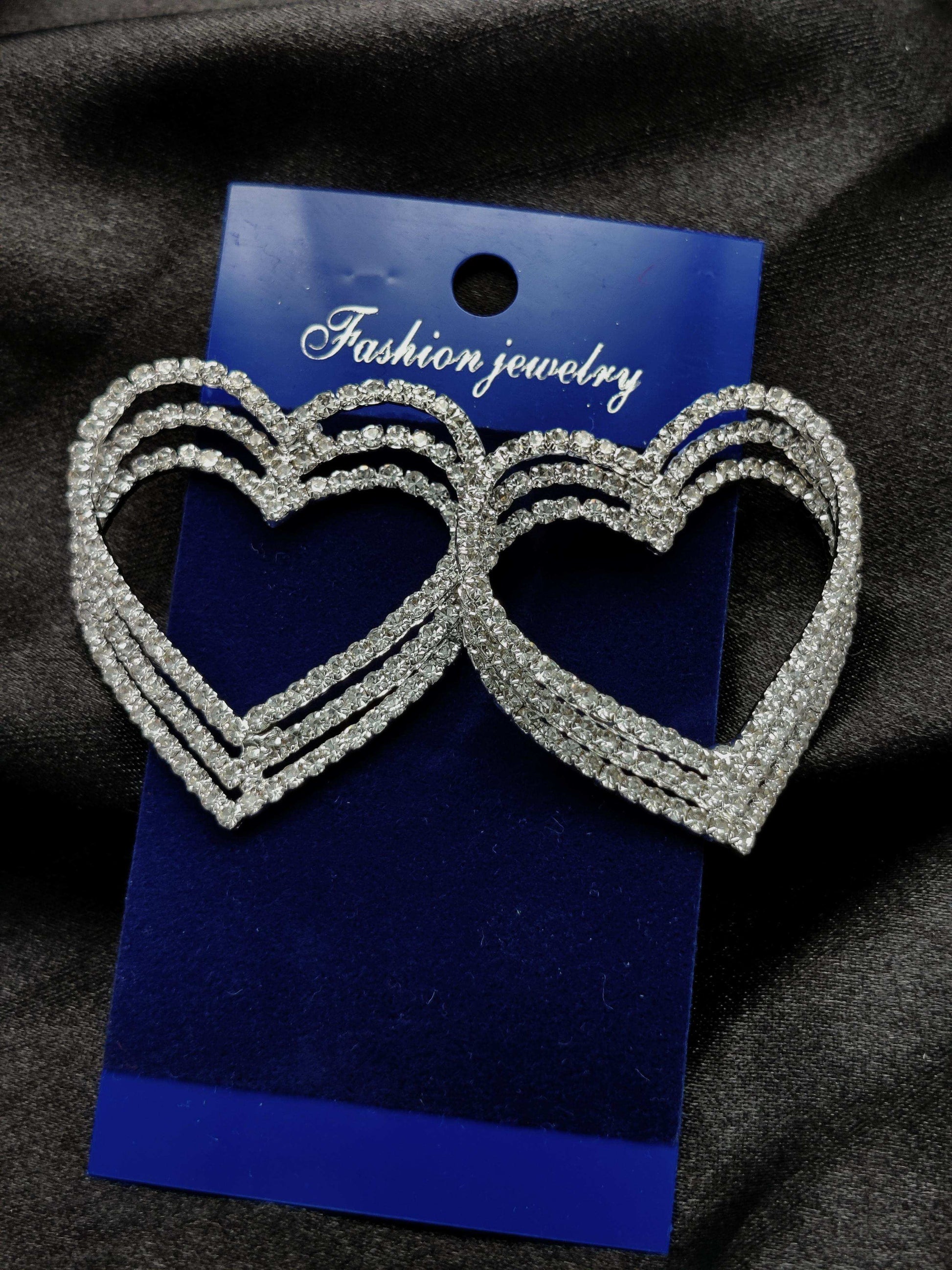 Dazzling Crystal Double Heart Earrings - Fashion Jewelry & Tarnish - Free ✨💎❤️ - Dynamic Deals