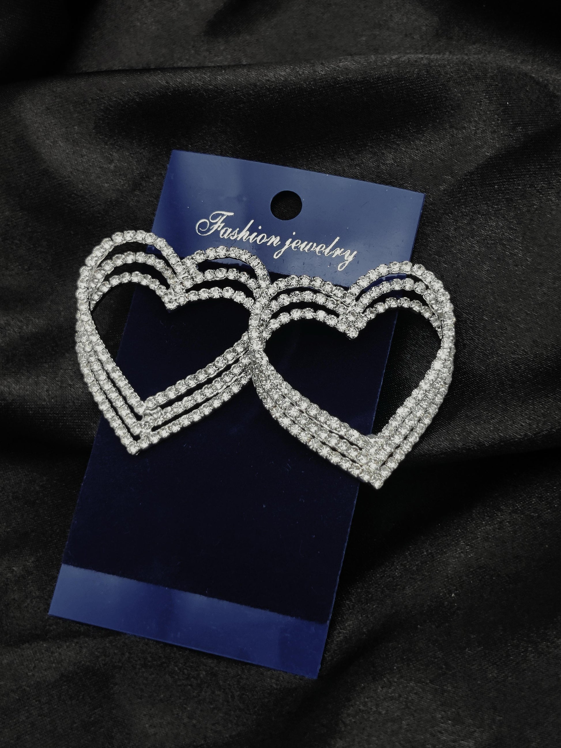 Dazzling Crystal Double Heart Earrings - Fashion Jewelry & Tarnish - Free ✨💎❤️ - Dynamic Deals