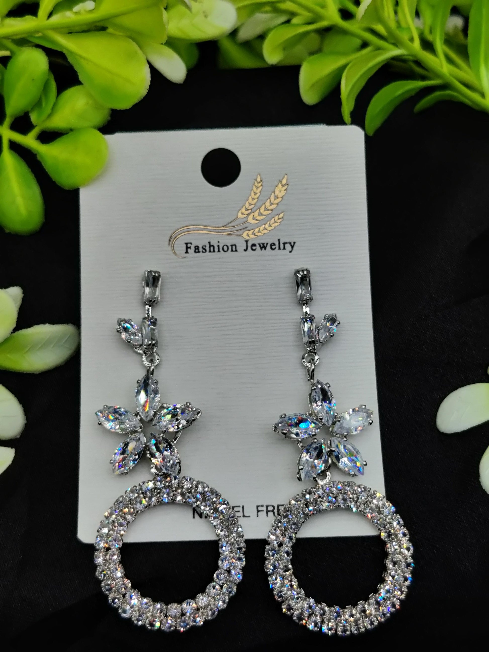 Dazzling Crystal Flower & Circle Drop Earrings - Modern Glamour & Tarnish - Free ✨💎🌸 - Dynamic Deals