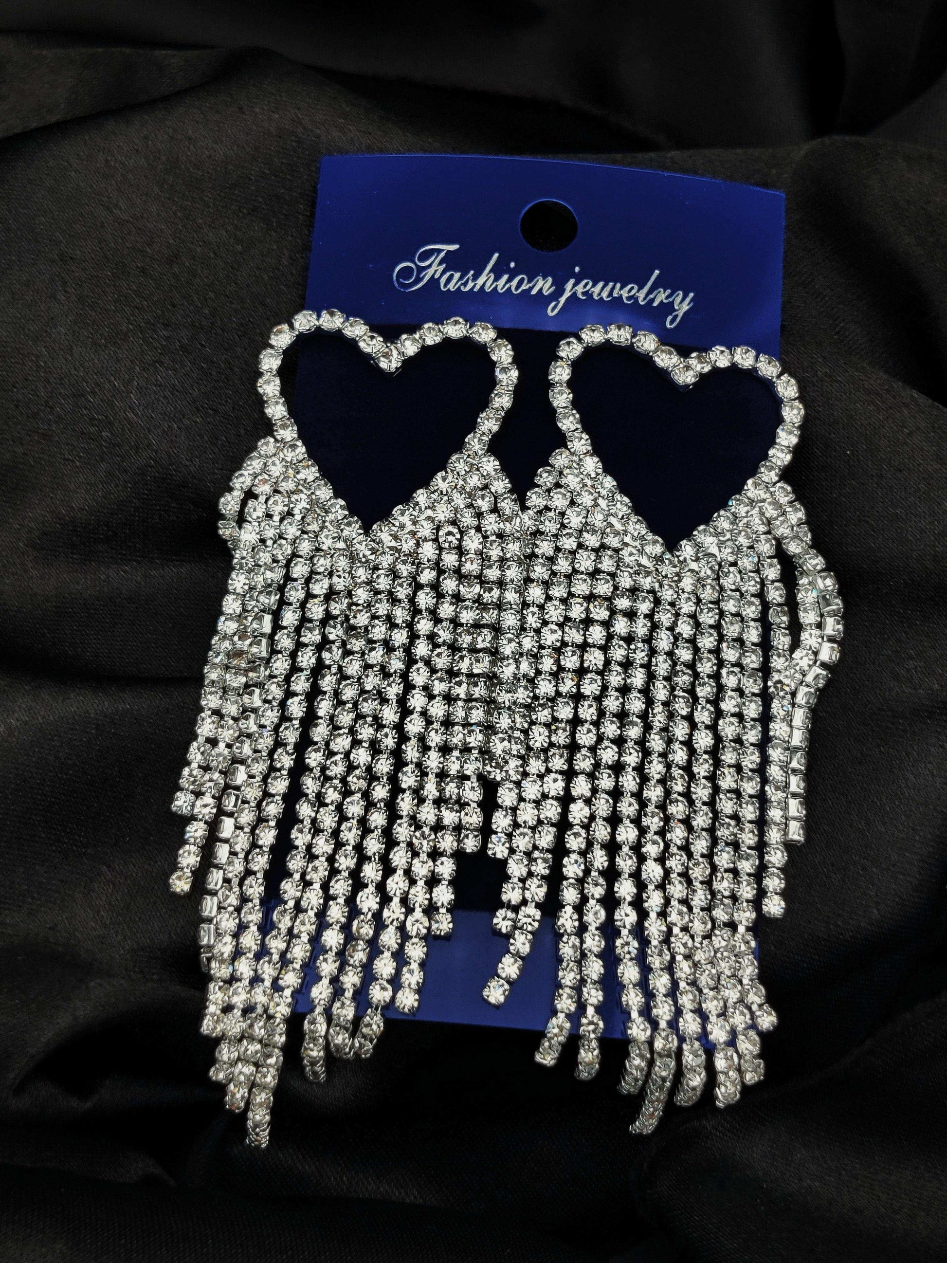 Dazzling Crystal Heart Tassel Earrings - Fashion Jewelry & Tarnish - Free ✨💎❤️ - Dynamic Deals