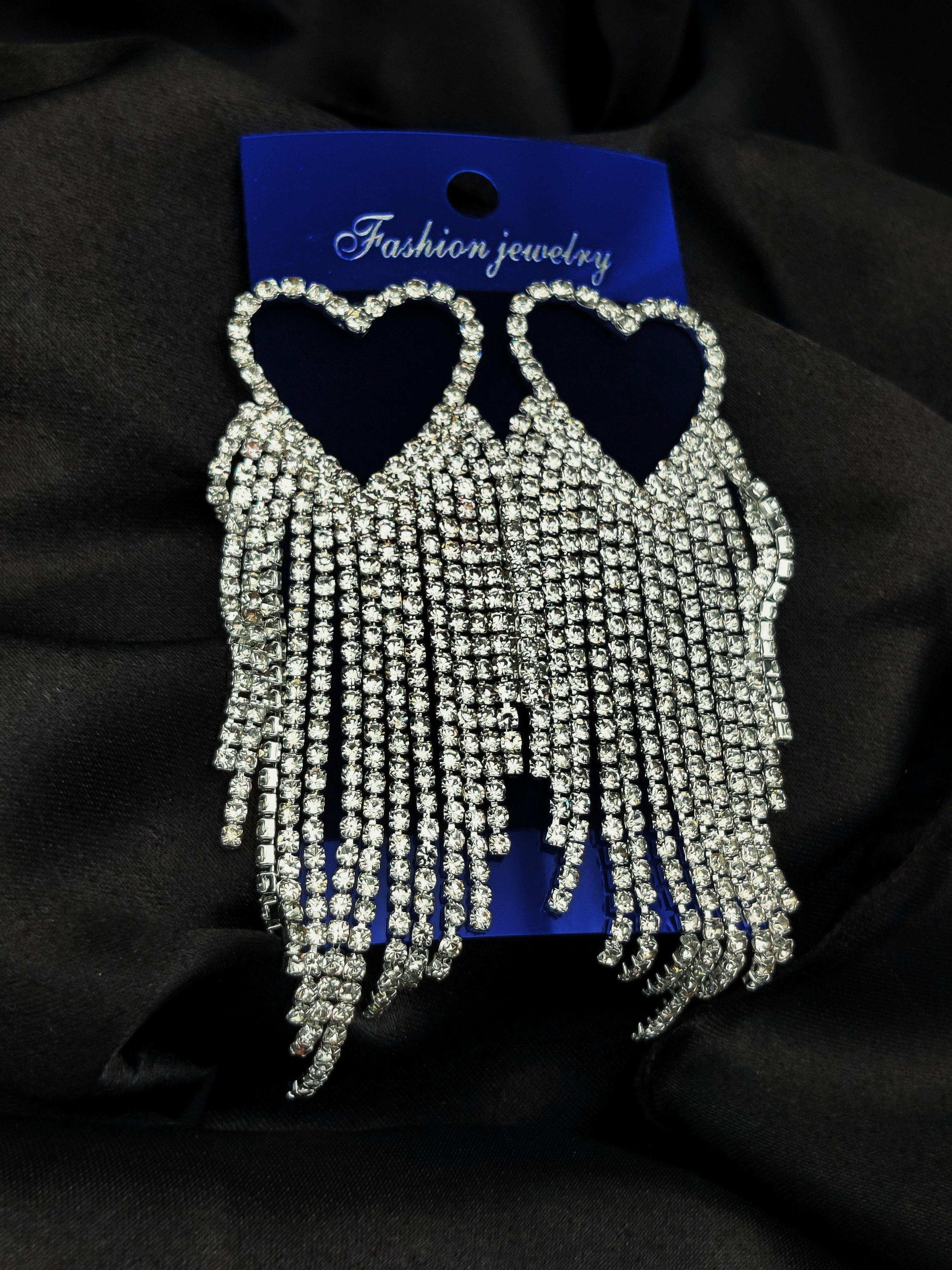 Dazzling Crystal Heart Tassel Earrings - Fashion Jewelry & Tarnish - Free ✨💎❤️ - Dynamic Deals