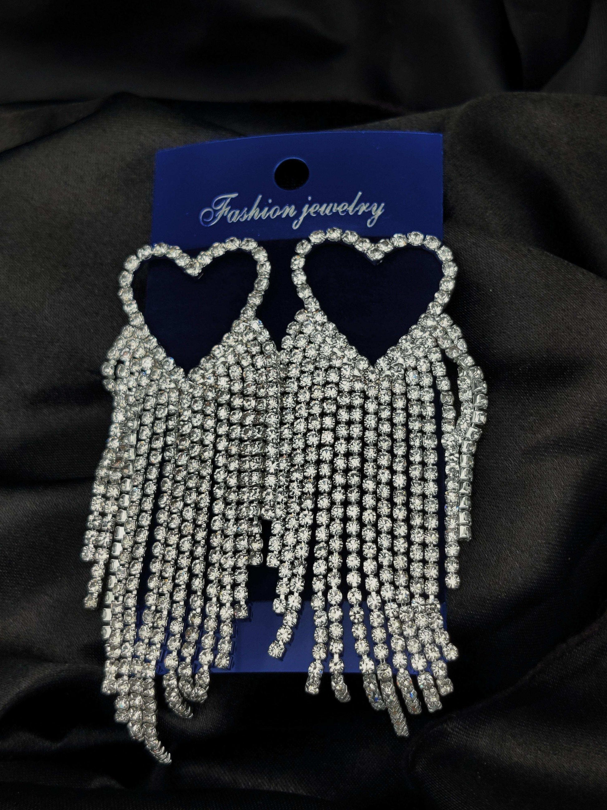 Dazzling Crystal Heart Tassel Earrings - Fashion Jewelry & Tarnish - Free ✨💎❤️ - Dynamic Deals