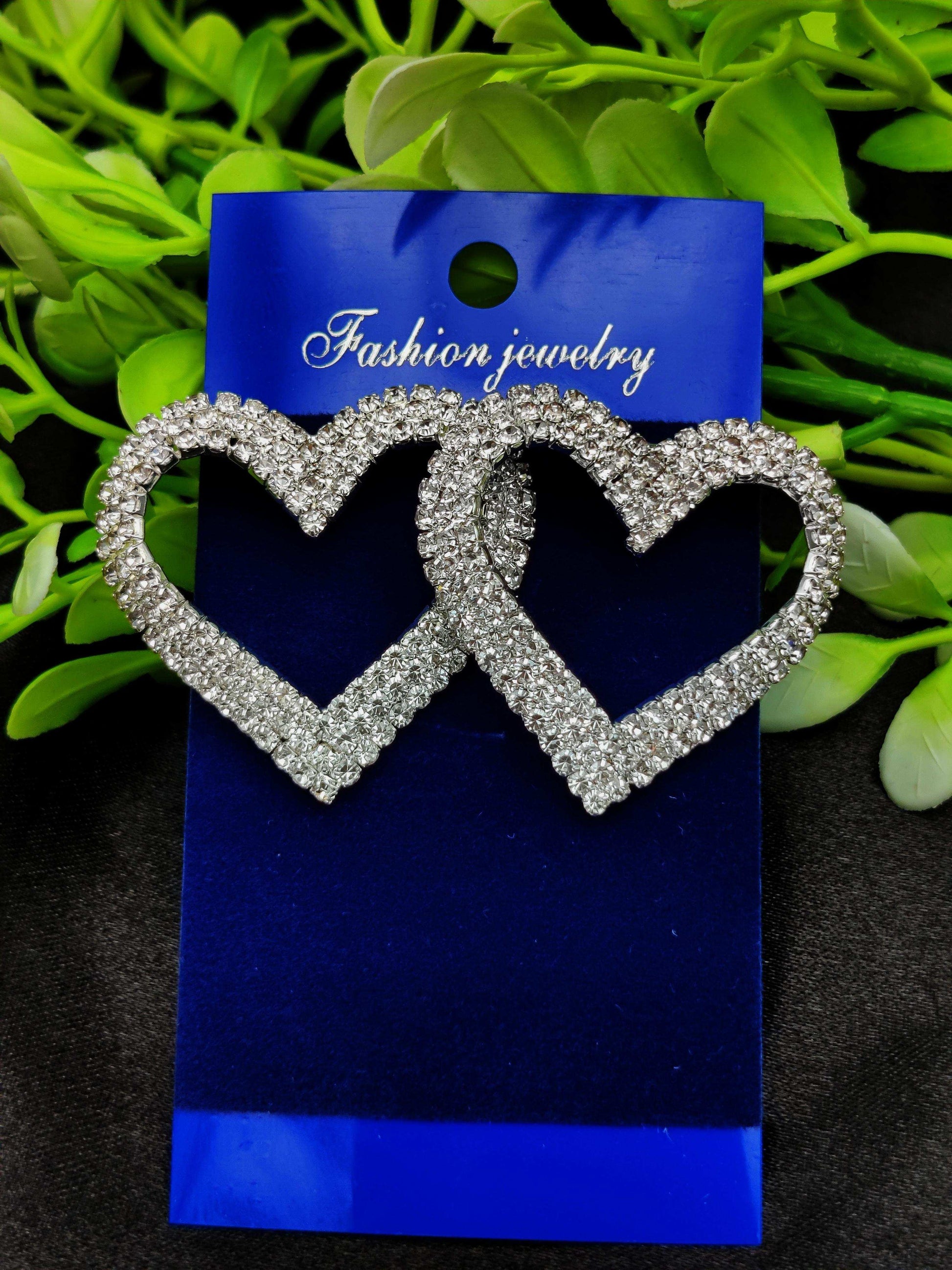 Dazzling Crystal Interlocking Heart Earrings - Fashion Jewelry & Tarnish - Free ✨💎❤️ - Dynamic Deals